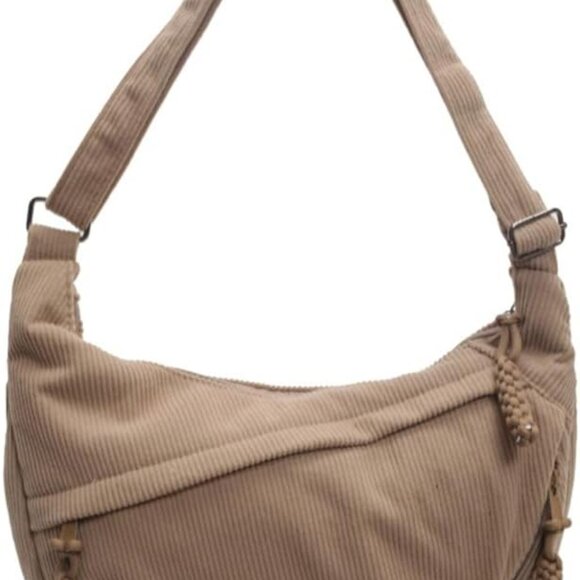 Functional Retro Hobo Bag in Khaki - Lightweight Crossbody for Daily Essentials - Picture 1 of 7